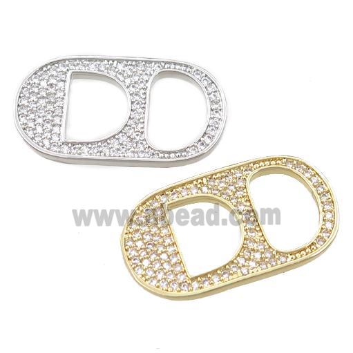copper oval connector pave zircon, mixed
