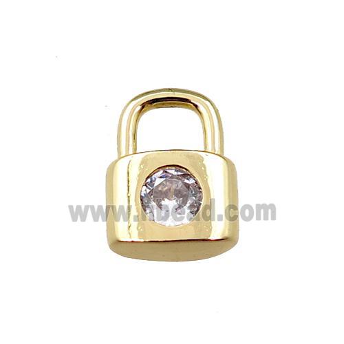 copper Lock pendant pave zircon, gold plated
