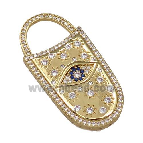 copper bag charm pendant pave zircon, gold plated