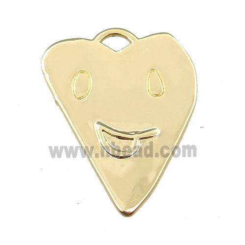 copper emoji pendant, smile face, gold plated