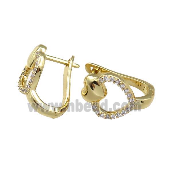copper Leaveback Earring pave zircon, gold plated