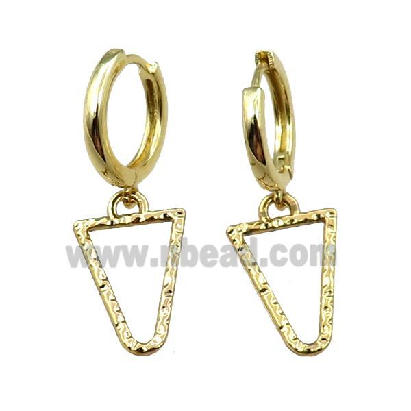 copper Hoop Earring, triangle, gold plated