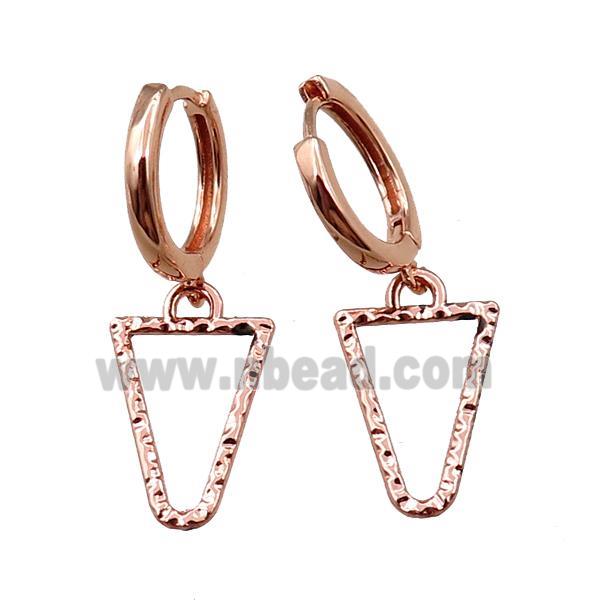 copper Hoop Earring, triangle, rose gold