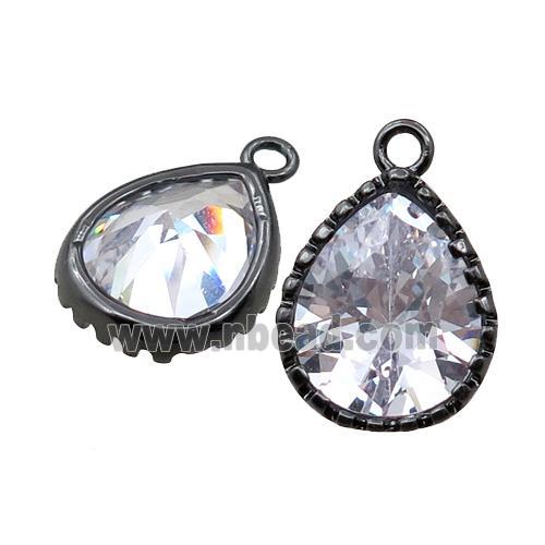 Cubic Zircon teardrop pendant, black plated