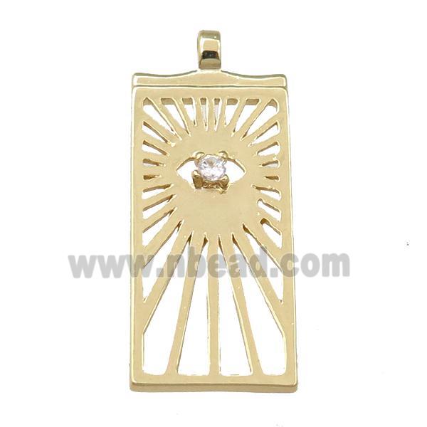 copper rectangle pendant with eye, gold plated