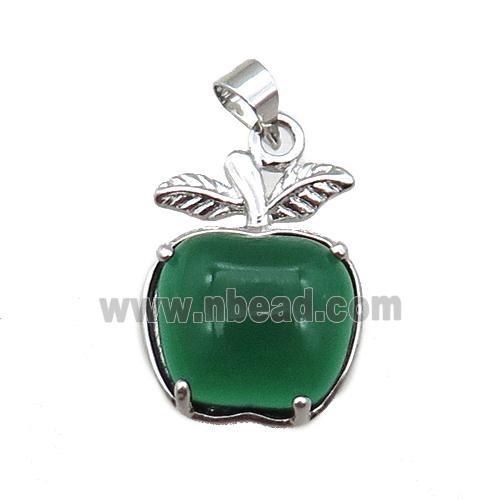 green Cats eye stone apple pendant