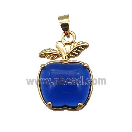 blue Cats eye stone apple pendant
