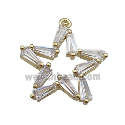 copper star pendant pave zircon, gold plated