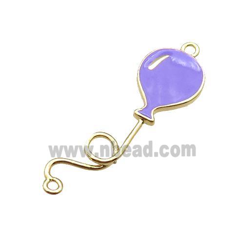 copper ballon pendant, purple enameled, gold plated