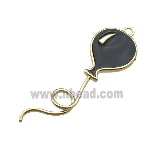 copper ballon pendant, black enameled, gold plated