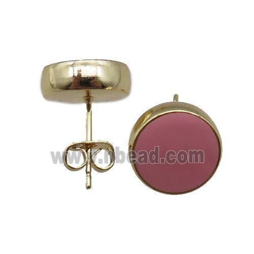 copper Stud Earrings with enameled, gold plated