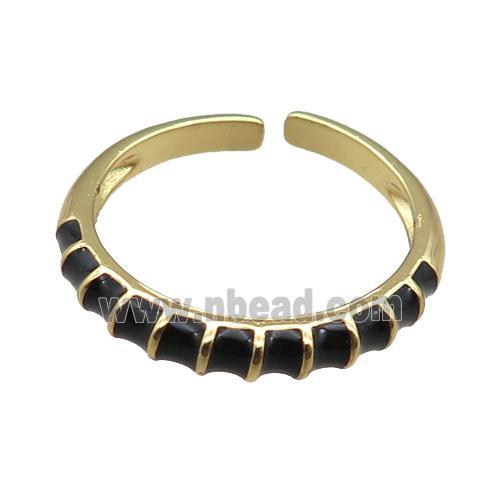 copper Rings, black enameled, adjustable, gold plated