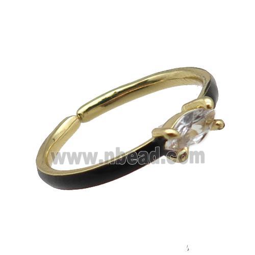 copper Rings, black enameled, adjustable, gold plated