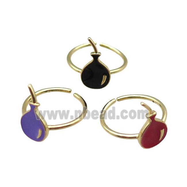 mix copper rings with enameling ballon, adjustable, gold plated