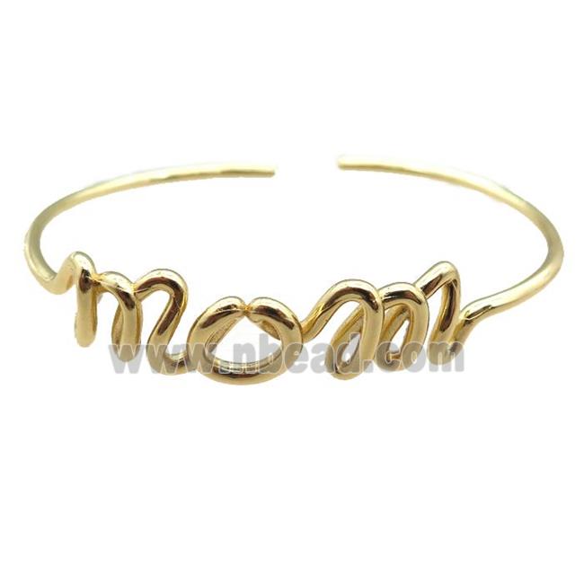 copper MOM bangle, adjustable, gold plated
