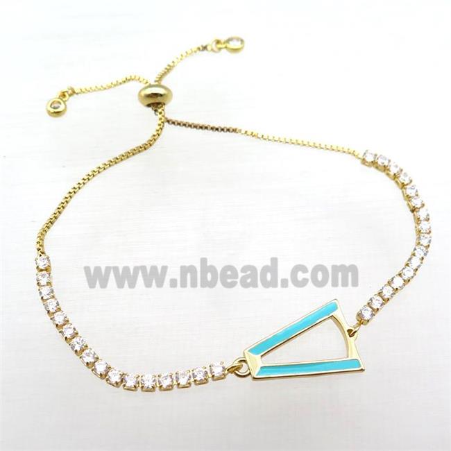 copper bracelet pave zircon, adjustable, gold plated