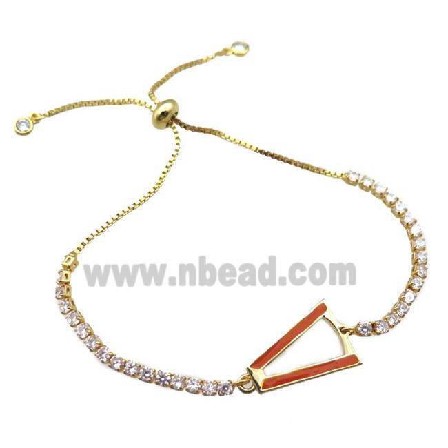 copper bracelet pave zircon, adjustable, gold plated
