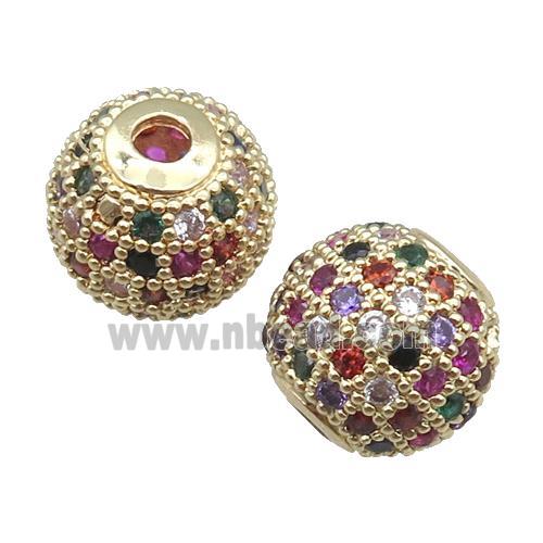round copper beads paved zircon, gold plated