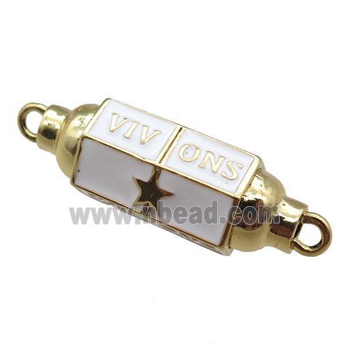 copper capsule hexagon connector, white enameled, gold plated