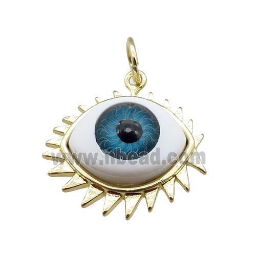 copper evil eye charm pendant, gold plated