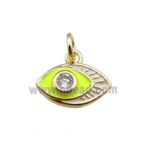 copper eye charm pendant, enameled, gold plated