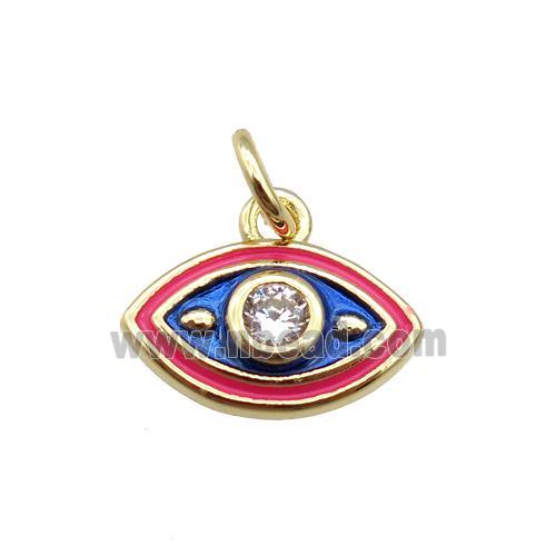 copper eye pendant, enameled, gold plated