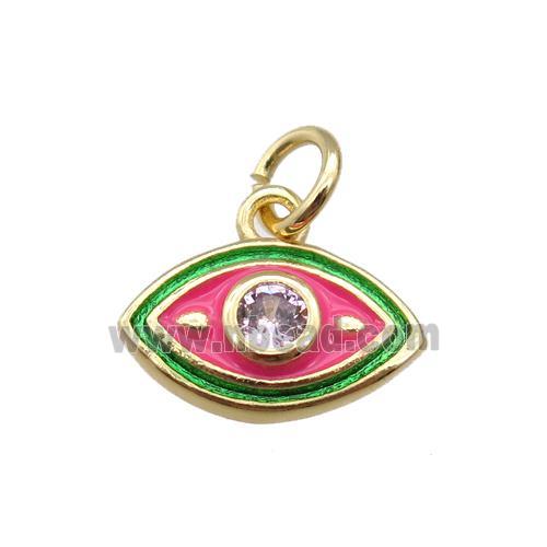 copper eye pendant, enameled, gold plated
