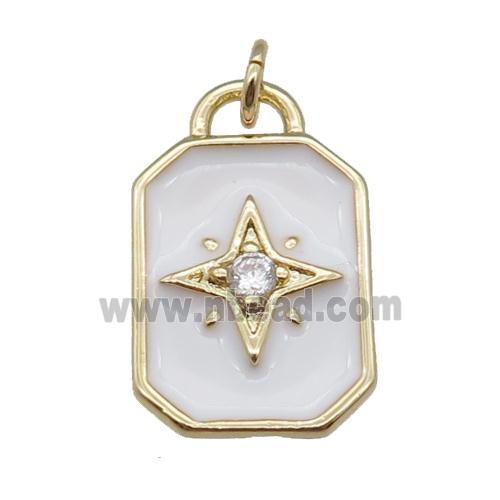 copper rectangle pendant, northstar, enameled, gold plated