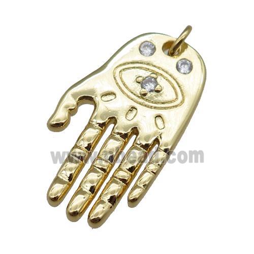 copper hand charmpendant pave zircon, gold plated