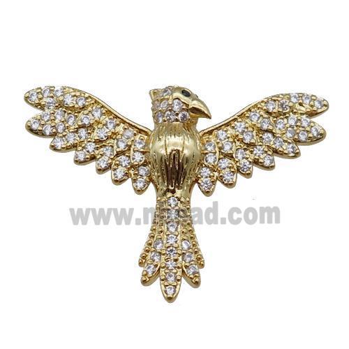 copper hawk pendant pave zircon, gold plated