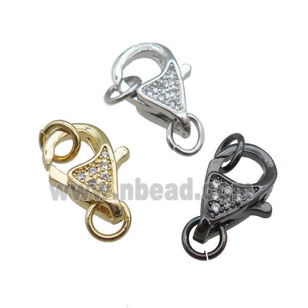 copper Lobster Clasp pave zircon, mixed