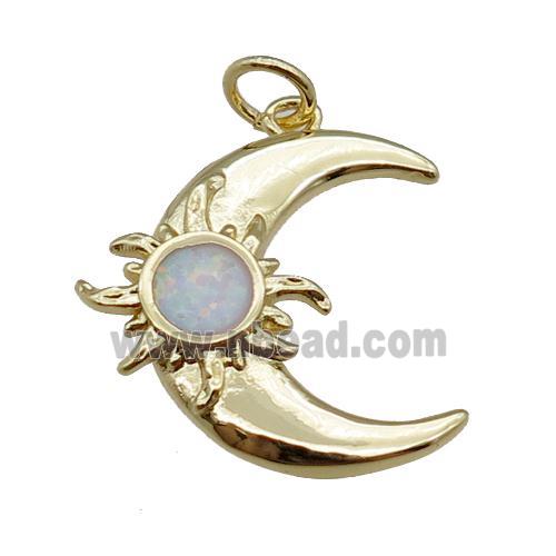 copper moon pendant, gold plated