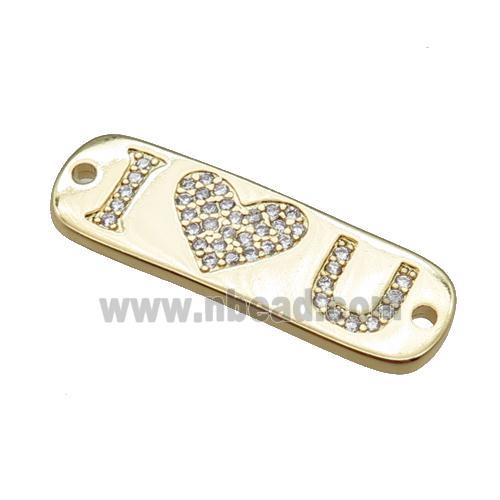 copper rectangle connector paved zircon, ILOVEU gold plated