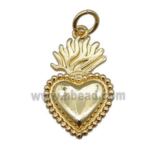 copper heart pendant, gold plated