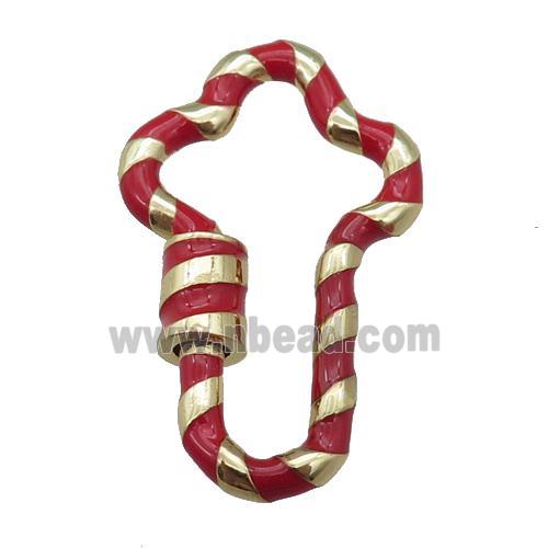 copper Carabiner Clasp with red enameled, gold plated