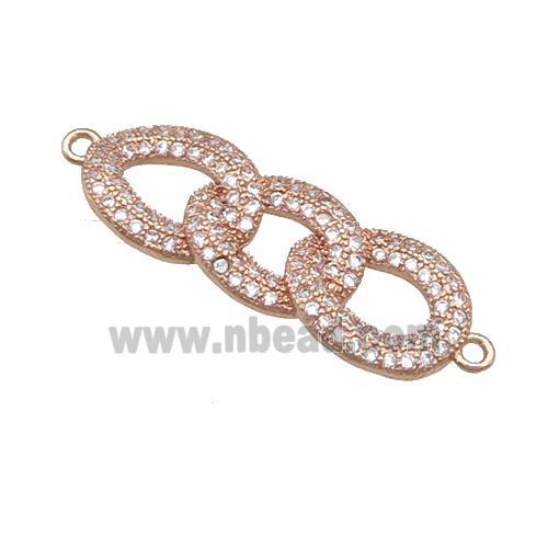 copper link connector pave zircon, rose gold