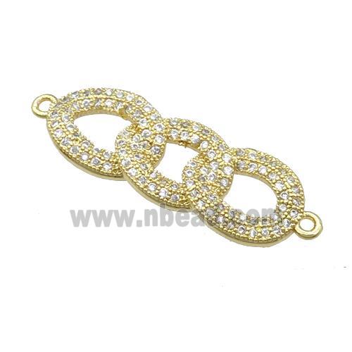 copper link connector pave zircon, gold plated