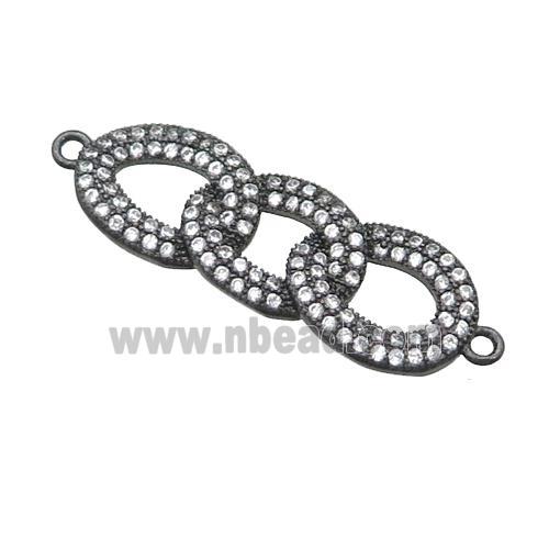 copper link connector pave zircon, balck plated