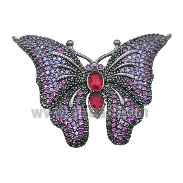copper butterfly pendant pave zircon with 2loops, black plated