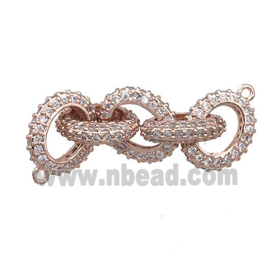 Copper Linker Connector Pave Zircon, Oval, Rose Gold
