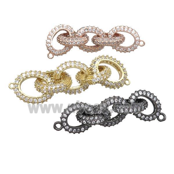 Copper Linker Connector Pave Zircon, Oval, Mixed