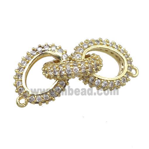 copper linker connector pave zircon, gold plated