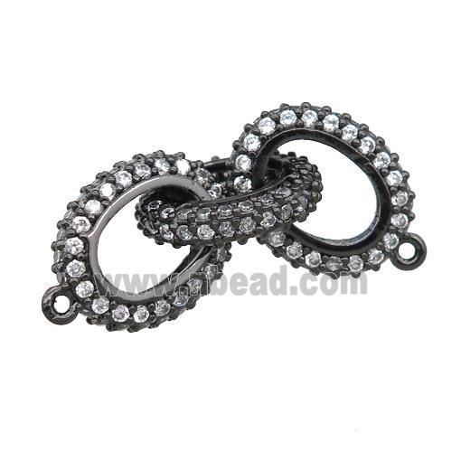 copper linker connector pave zircon, black plated