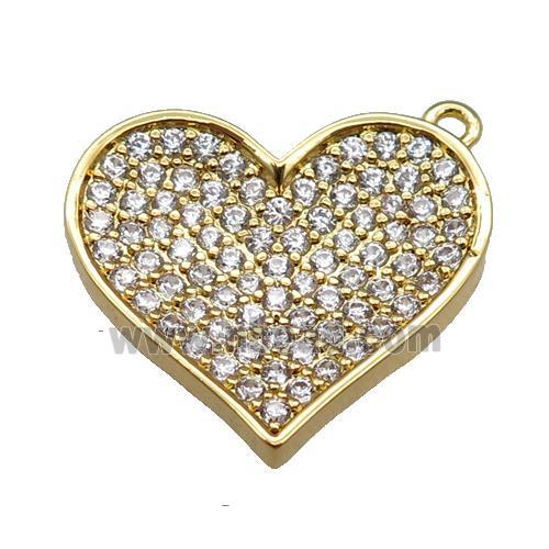 Copper Heart Pendant Pave Zircon, Gold Plated