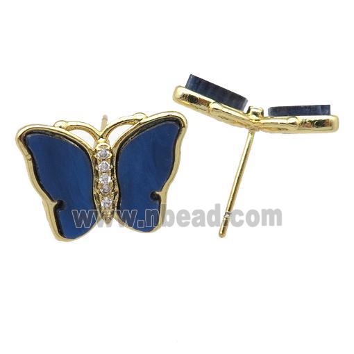 dp.blue Resin Butterfly Stud Earrings, gold plated