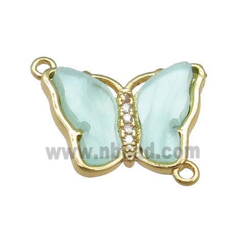 green Resin Butterfly Connector, gold plated