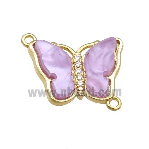 lavender Resin Butterfly Connector, gold plated