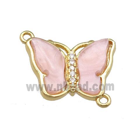lt.pink Resin Butterfly Connector, gold plated