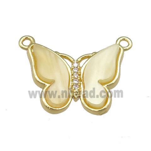 lt.yellow Resin Butterfly Pendant with 2loops, gold plated