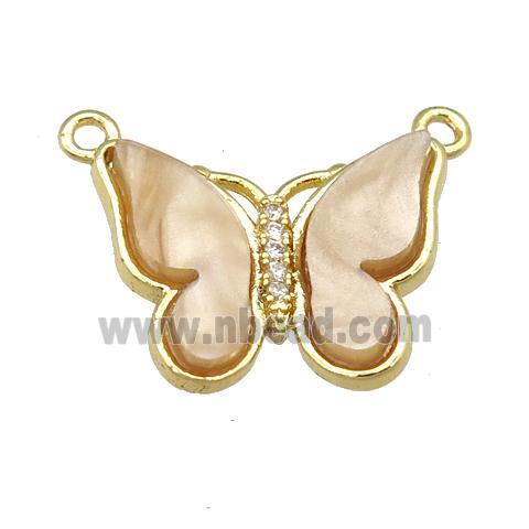 brown Resin Butterfly Pendant with 2loops, gold plated